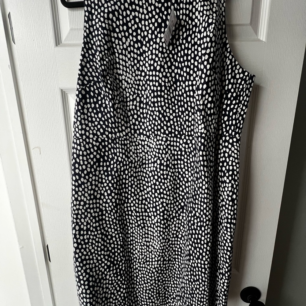 J. Crew Navy and White Sheath Midi Dress